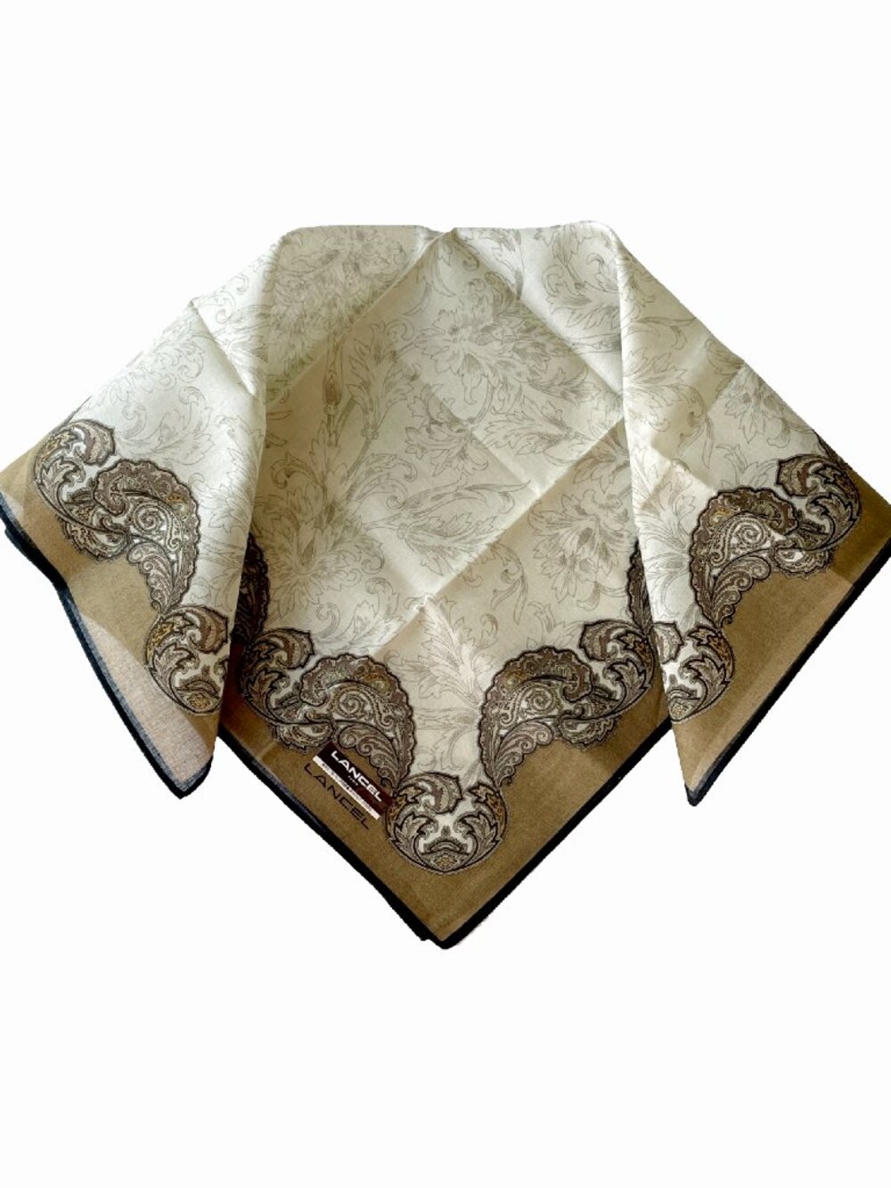 NWT LANCEL Paris Cotton Scarf Floral Paisley